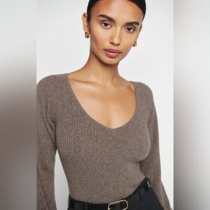 Reformation Brown V-Neck Sweater